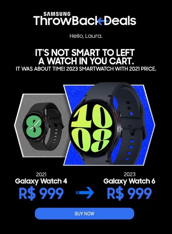 Рассылка Samsung с Throwback Deals
